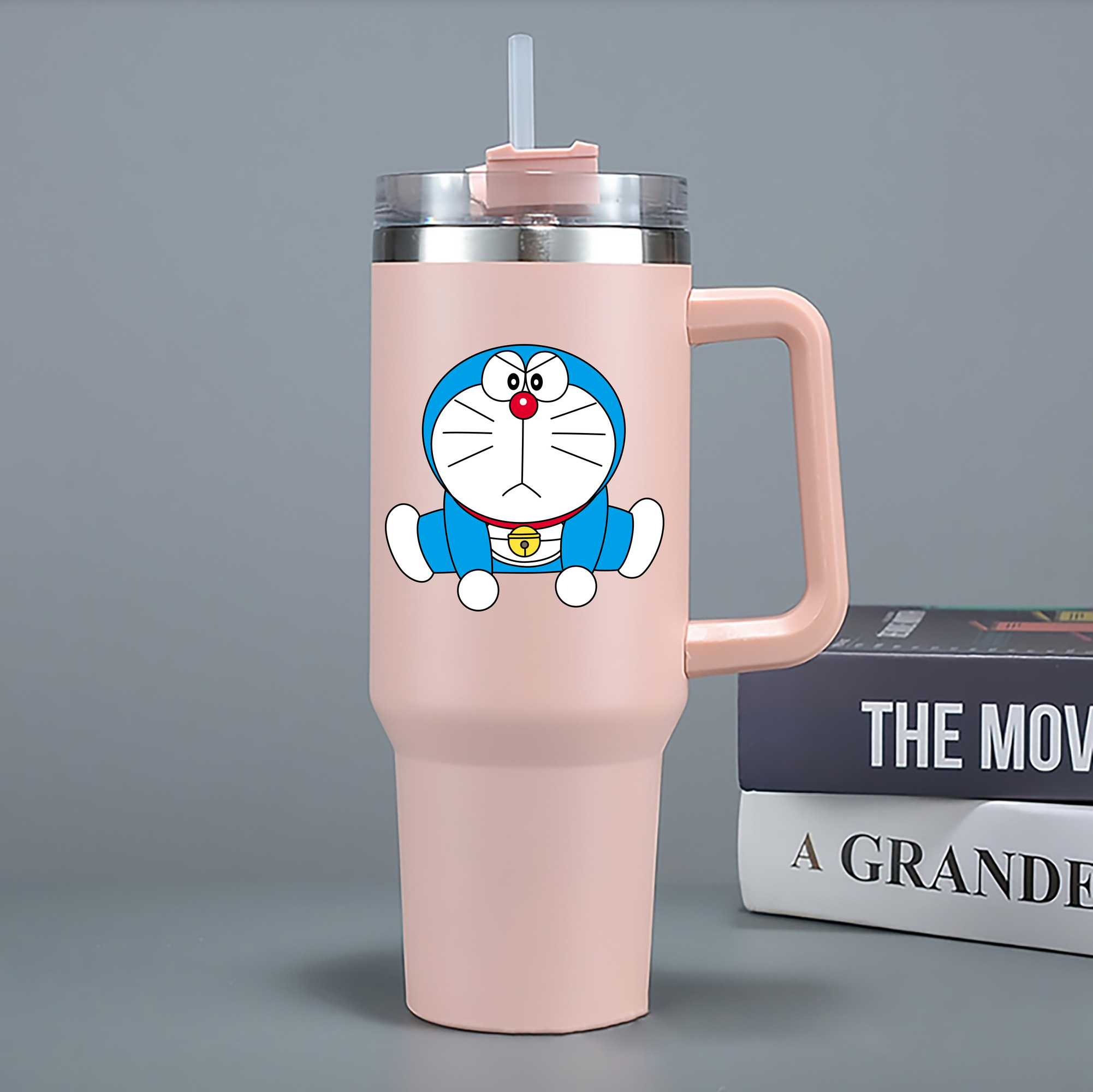 （画像用） ドラえもん Doraemon 1200mL車用タンブラー - クリスタルステッカー（プラスチックストロー付き）